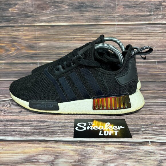 Adidas NMD R1 Black Gold Metallic Women's Athletic Training Shoes Size 8 - Picture 3 of 8